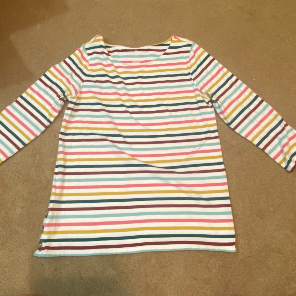 St. John's Bay Red and Teal Striped Top